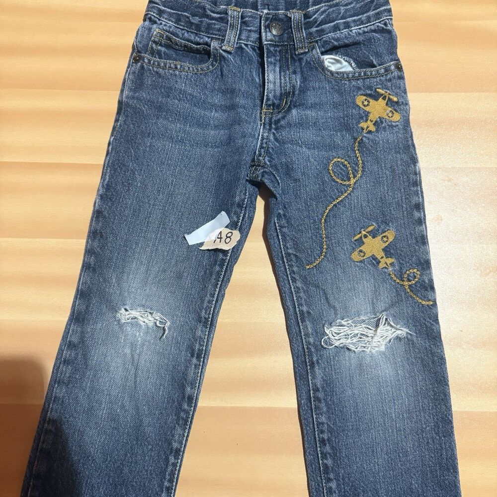 3/$15 Crazy 8 Boys Jeans 4 Light Blue Airplane Distressed Denim Bottoms Pants